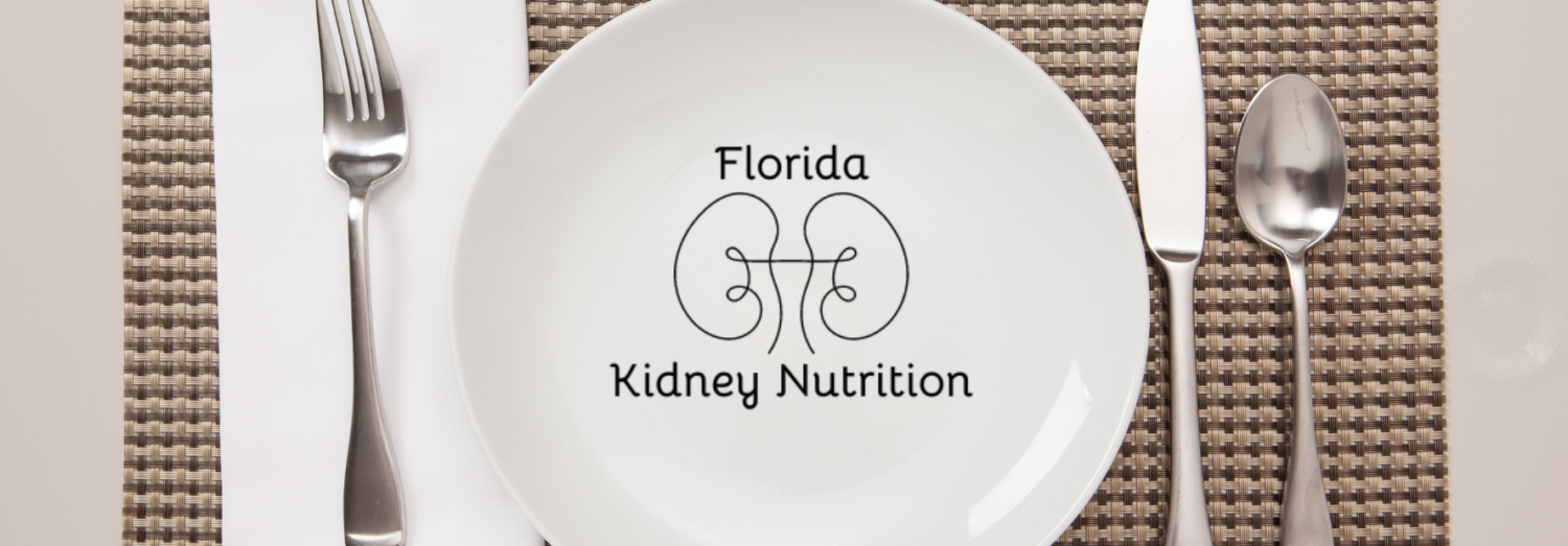 Image of table place setting with logo Florida Kidney Nutrition written on plate